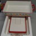 Set of 3 Ceramic Baking Dishes, Rectangular Casserole Dish for Oven, Ceramic Bakeware Lasagna Pan Deep with Handles for Cooking, Baking, Wedding Gift, 3 Sizes (12''/10.7''/7.7''), Red