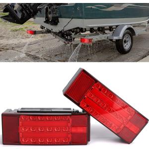 LINKITOM New Halo Rectangle Submersible LED Trailer Light, Super Bright Brake Stop Turn Tail License Lights for Camper Truck RV Boat Snowmobile Over 80" Inch