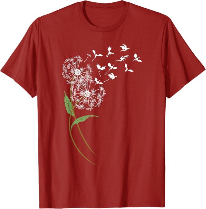 Dandelion Dragon Flower, Dragon Lover For Men Women 1 T-Shirt, Cranberry Red