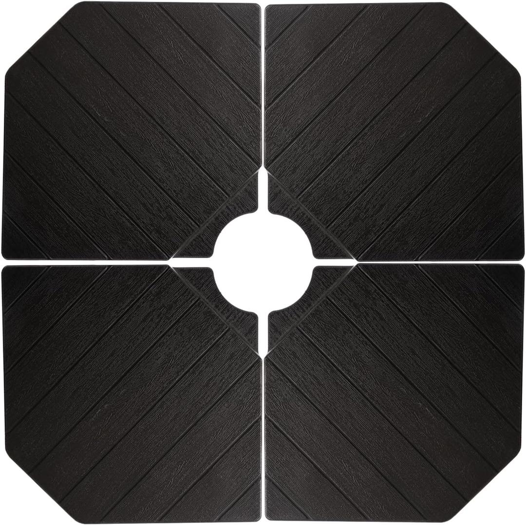 4-Piece 423lbs Patio Umbrella Base Outdoor Stand H19 - Offset Cantilever Heavy Duty Weights Square Base Water or Sand Refillable Plate Set