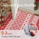 Christmas Area Rug 2x3 Red Snowflake Holiday Decorative Doormat Entryway Kitchen Washable Non Slip Soft Low Pile Small Carpet for Living Room Bedroom Entrance Dining Room Bathroom