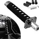 Samurai Sword Shift Knob, 7.9 Inch Short Gear Shifter Swords Protective Cover with 4 Adapters, Universal Shift Gear Lever for Manual & Most Automatic Transmission Cars (Black & White)