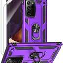 Galaxy Note 20 Ultra Case (NOT Fit the Note 20) with HD Screen Protectors, Androgate Military-Grade Ring Holder Kickstand Drop Tested Shockproof Cover Case for Samsung Galaxy Note 20 Ultra (5G) Purple