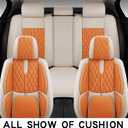 Comfortable Leather Auto Car Seat Covers Front & Rear Seat Protector Fit Sedan SUV 5 Seats Full Set Universal Fit (Orange & Off White)
