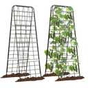 Heavy Duty 50"x17" Adjustable A-Frame Trellis for Climbing Plants – Rust-Proof Metal Garden Trellis with Dense Grid Design, Perfect for Raised Beds, Tomatoes, Cucumbers & Outdoor Vines (Black, 2 Pcs)