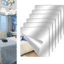 6 Pack Acrylic Mirrors for Wall,8" x 8" Self Adhesive Frameless Small Mirror Tiles, Flexible Plastic Mirror Sheets for Home Wall Decor Bedroom Gym DIY (6, 8" x 8")