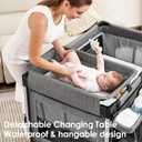 4-in-1 Baby Bassinet with Mattress - One-Push Setup Playard - Bedside Crib with Diaper Changer from Newborn to Toddler (Grey)