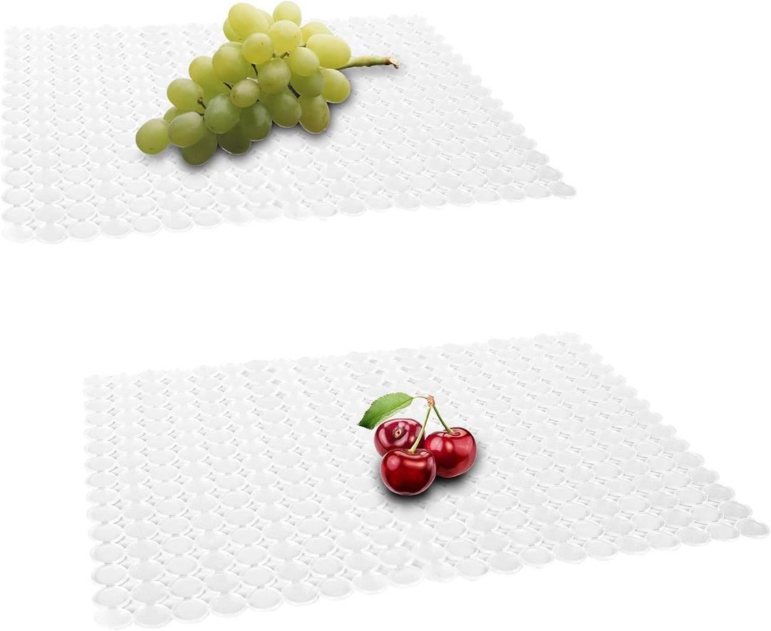 2Pack Kitchen Sink Mat for Stainless Steel/Ceramic Sinks, PVC Eco-friendly Protectors for Bottom of Kitchen Sink, Adjustable, Fast Draining, Dots Design, 11.8x15.7 (Clear)
