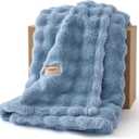 Bedsure 3D Fleece Bubble Blanket for Couch - GentleSoft Blue Spring Throw Blanket for Sofa Bed Room Decor - Luxury Soft Cozy Gifts for Women Girls, Lightweight, All Seasons, Celestial Blue, 50"60"