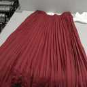 GRACE KARIN Pleated Midi Skirt for Women,Chiffon Elastic High Waist Knee Length Skirts,Swing Flare A-Line Outfits (Red, L)