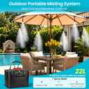 MIXC Portable Misting Systems, Outdoor Water Cooling Misters Set with 5200mAh Water Pump, 5.8GAL/22L Bucket, 36FT(11M) Hose, 8*Adjustable Brass Nozzles for Patio/Umbrella/Golf Cart/Canopy/Camping