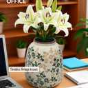 Vintage Ceramic Flower Mini Vase Home Decor - Tabletop Rustic Vase for Decor Living Room Bookshelf Office Kitchen Cottage, White Vases for Bouquet, Chinoiserie | Grand Millennial | 6.1inch