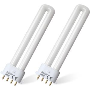 FLS/E9W Camping Lantern Bulb, 6400K, 5.5 inch, 2 Pack | Replacement for 9W Fluorescent Bulb, 4 Pin 2G7 Base, Special Size