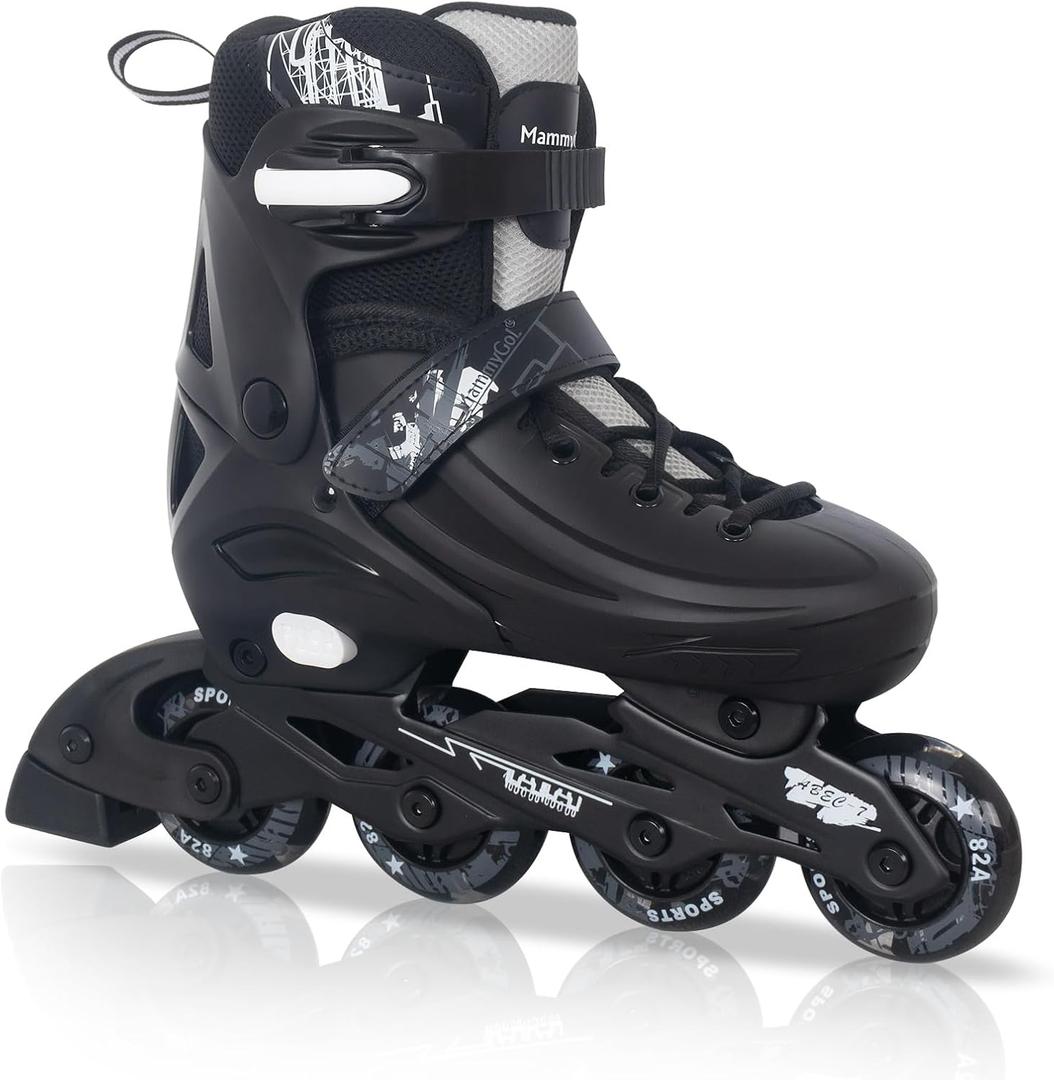 MammyGol Adjustable Inline Skates for Kids Youths Adults, All Wheels Light Up, Indoor and Outdoor Blades Roller Skates for Boys Girls Teen Beginners XL