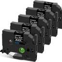 Label Maker Tape TZe-335 Compatible with Brother TZ-335 Laminated White on Black for Brother P Touch PTD210 PTH110 PTD600 PT-123PC PT-P700 Label Maker, 12mm 0.47 Inch, 5Pk