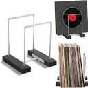 Vinyl Record Storage Stand for 35 Single LPs, Solid Walnut Album Display Holder Organizer, Long Play Music Collection Shelf,Now Playing Vinyl Album Rack,Fits 7" – 12" Albums