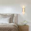 Modern Alabaster Wall Sconce Brushed Brass Finish, Vintage Wall Light Fixtures for Living Room, Marble Sconce Lighting for Bedroom Bathroom, 1 Pack