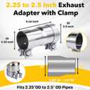 2.25 to 2.5 Inch Exhaust Adapter with Clamp, Stainless Steel Reducer Connector, 2.25" ID to 2.5" ID for OD 2.25"-2.5" Pipes, No Welding for Car, Truck, Motorcycle