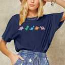 Women Dinosaurs Shirt Cut Teacher Tshirt Dinosaur Graphic Summer Short Sleeve Loose Tee (Yellow, L)