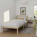 Bamboo Bed Frame Twin Size with Headboard Platform Bedframe Solid Stablewith Non-Slip Slats Support Tall Bed No Box Spring Needed Heavy Duty Easy Assembly Noise Free Nature