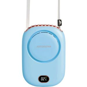 Portable Neck Fan, Mini Small Personal Handheld Fan USB Rechargeable 3 Speed for Girls Boys Woman Eyelash Travel Home Office Outdoor (light blue)