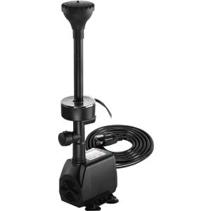 730GPH Submersible Pump Fountain with RGB Color Changing Ring Water Patterns Decoration Garden Pond Landscape 2800L/H, 110V/55W