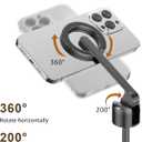 TONEOF 68" Magnetic Selfie Stick Tripod with Aluminum Strong Magnetic Holder for Magsafe, 360 Rotatable Travel Phone Tripod Stand with Metal Ring & Rechargeable Remote for iPhone/AndroidBlack