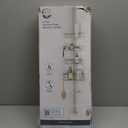 Zenna Home Tension Pole Shower Caddy Corner Organizer, Adjustable Standing Shower Caddy with 4 L-shaped Baskets and Hooks, Rust Resistant Bathroom Tension Rod Organizer, 60 to 97 Inch, Satin Nickel