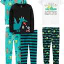 Simple Joys by Carter's girls 6-piece Snug Fit Cotton Pajama Set (8, Multicolor/Bear/Dragon/Octopus/Stripe)