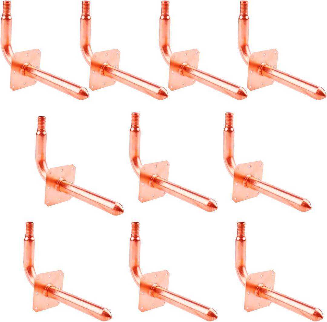 WHK 10 Packs 1/2 Inch Copper PEX Stub Out Pex-B Copper Stub Out Elbow with Wall Flange with Wall Flange 1/2" x 6"