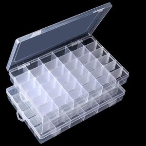 Gospire 2PCS 36 Grids Clear Plastic Jewelry Box Organizer Storage Container with Removable Dividers