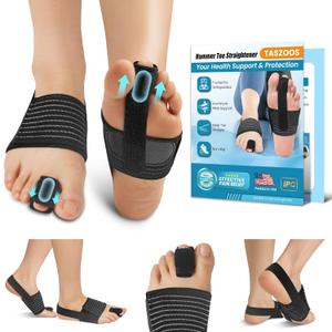 Hammer Toe Straightener - Hammer Toe Corrector for Women & Men - Non-Slip Toe Splint Relief for Hammer, Curled, Crooked, Broken Support (1 Compression Foot Wrap & 1 Strap) (Medium)