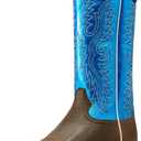 Ariat Men's Ringer Western Boot (10.5 Narrow, Bright Blue Patent/Tobacco Toffee)