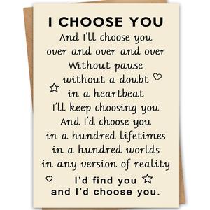 3 x I CHOOSE YOU Valentines Day Card for Him Her, Romantic Valentines Day Gifts for Husband Wife Boyfriend Girlfriend