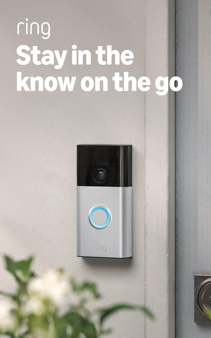 Ring Battery Doorbell (newest model), Home or business security with Head-to-Toe video, Live View with Two-Way Talk, and Motion Detection & Alerts, Satin Nickel