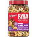 Fisher Oven Roasted Never Fried Mixed Nuts with Peanuts, 24 Ounces (Pack of 1), Peanuts, Almonds, Cashews, Pistachios, Pecans, Trail Mix, Healthy Snacks for Adults, Made With Sea Salt, No Added Oils (EXP 02/26/26)