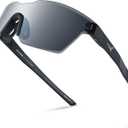 KastKing Tarkio Polarized Fishing Sunglasses, Large Single PC Lenses, Rimless Wrap Design, UV400 Protection Sports Sunglasses (A: Matte Black - Smoke Frame, Granite Mirror)