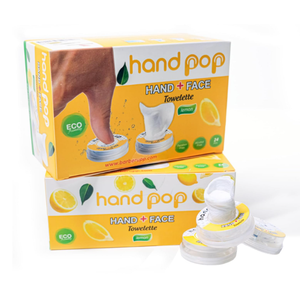 Hand Pop Lemon Scented Wipes  24 Pack of Travel Size Wet Towelettes, AlcoholFree, Wipes for Skin Hydration, Convenient, EcoFriendly, Refreshing, Fits in Gym Bag, Purse, Pocket, or Luggage