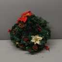 Christmas Wreaths for Front Door Xmas Art Decorations Thanksgiving Day Indoor Outdoor Home Decorative Wreath Three Red Flowers Pine Cones Fruits Leaves Snowflakes Wreaths Wall Window Door Wreath