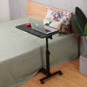 TigerDad Over Bed Table with Wheels Adjustable | Rolling Laptop Table Overbed Desk Hospital Tray Table Sofa Chair Side Table (Black), 27.6*15.7 inch