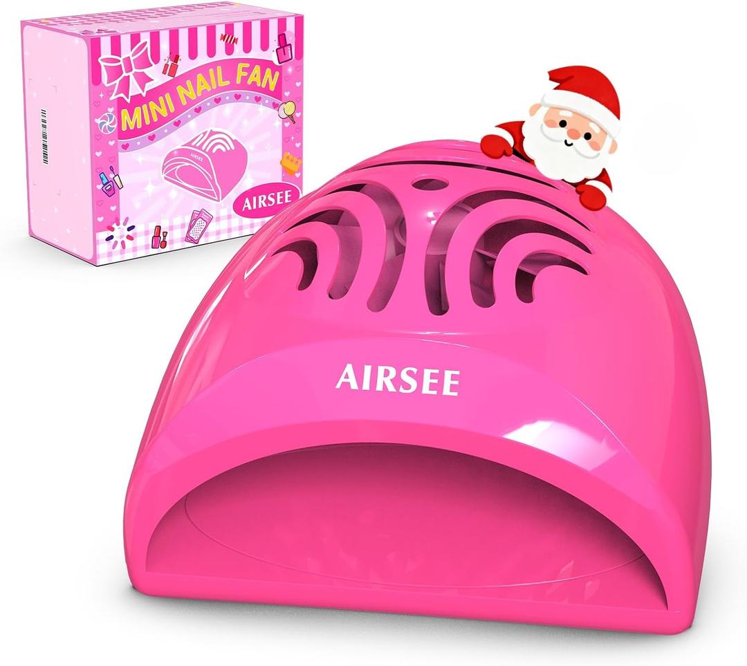 AIRSEE Kids Nail Dryer, Portable Nail Dryer, Mini Nail Fan for Regular Nail Polish - Birthday, Christmas, Party Gift for Grils, Battery Operated, DIY nail art, No Harmful, Two stickers included (Pink)