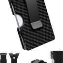 Minimalist Wallet for Men, Metal Wallet with Cash Strap and Money Clip, Mens Slim Credit Card Holder, Front Pocket Wallets, RFID Blocking, Carbon Fiber Aluminum - 12-22 Card Capacity