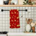 Giosve Red Christmas Reindeer Tree Kitchen Towels, Christmas Decorative Hand Towels for Bathroom, Vintage Rustic Winter Xmas Deer Tree Cactus Dish Tea Towel for Kitchen Decor, 16x24 Inch