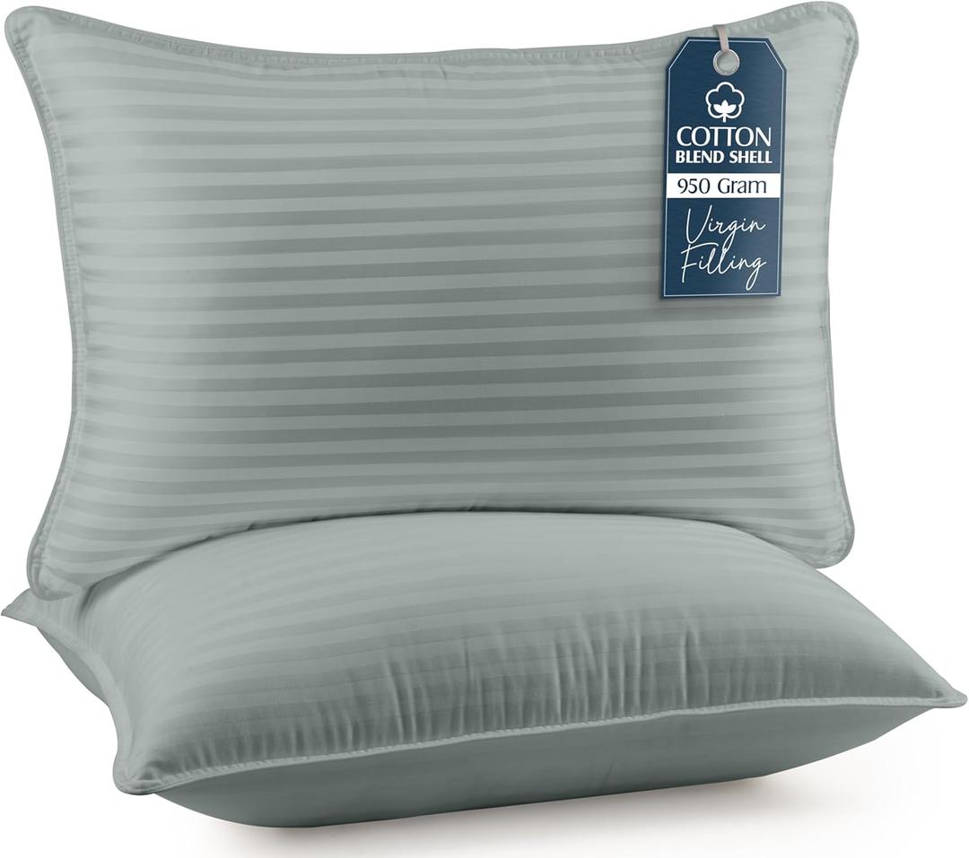 Utopia Bedding Bed Pillows for Sleeping Standard Size (Light Grey), Set of 2, Cooling Hotel Quality, for Back, Stomach or Side Sleepers