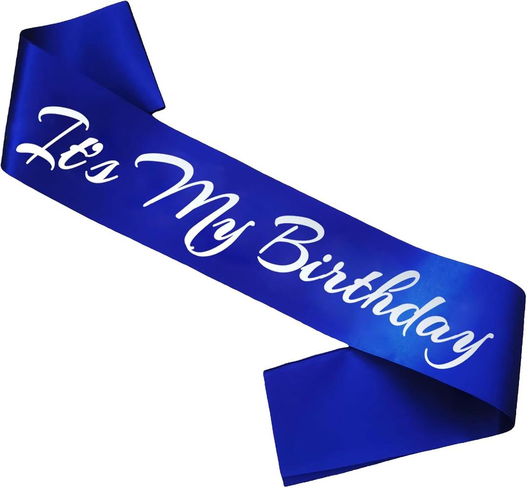 It's My Birthday Sash, Silver Foil Letter Royal Blue Birthday Sash for Women Bday Party Supplies, Gifts for Bday Party Favors