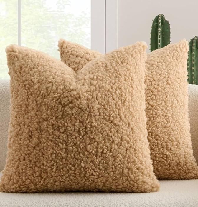 MIULEE 20x20 Inch Decorative Pillow Covers for Couch Bed Set of 2 Textured Boucle Neutral Throw Pillow Covers Dark Brown Accent Solid Vintage Pillowcases Sofa Living Room Home Decor
