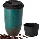 Ceramic Travel Mug With Lid, On the Go Coffee Mug.16oz-Ceramics Coffee Tumbler. Dishwasher and Microwave Safe.Reusable Coffee Mug-Suitable for travel, office, car cupDaily use.