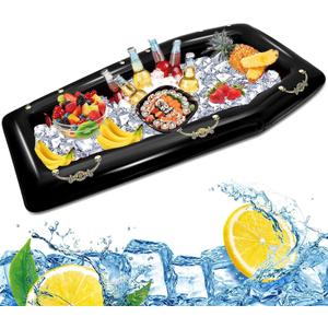 52Inch Inflatable Coffin Cooler Coffin Pool Float Inflatable Ice Chest Buffet Cooler Drink Beverage for Halloween Party Spooky Decor Cooler Pool Party Picnic Barbecue (Coffin Cooler)