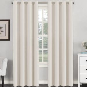H.VERSAILTEX Room Darkening Curtains for Bedroom Thermal Insulated Living Room Curtains 94 Inch Long Grommet Privacy Protection Window Curtain Panels/Drapes for Nursery, 2 Panels, Ivory
