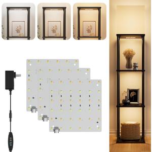 3-Pack Under Shelf Lighting for 3 Tier Floor Shelves, Ultra-Bright Square10 Dimmable Slim Stick on Lights,3-Color Timer 3/9/12H,Decor Lights for Living Room, Bedroom,Kitchen Storage Display Rack